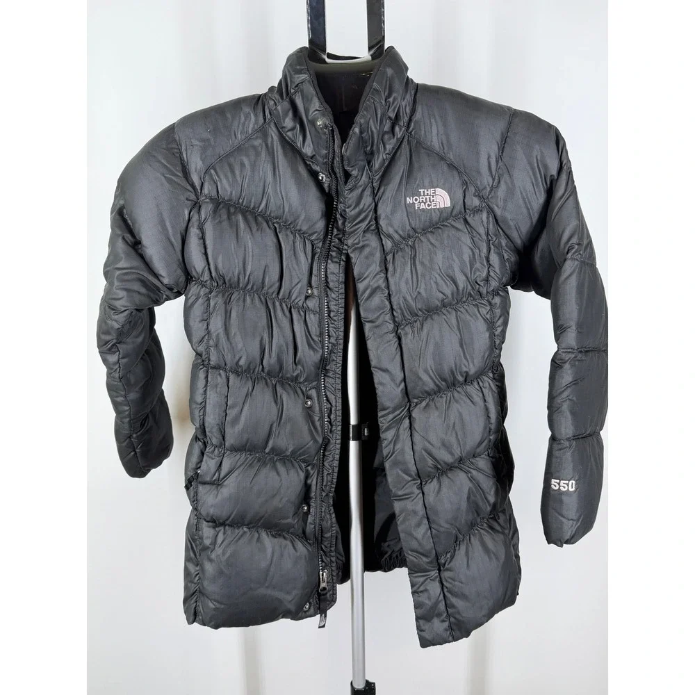 The North Face Girls Black 550 Down Puffer Jacket Size M 10/12 Winter Coat
